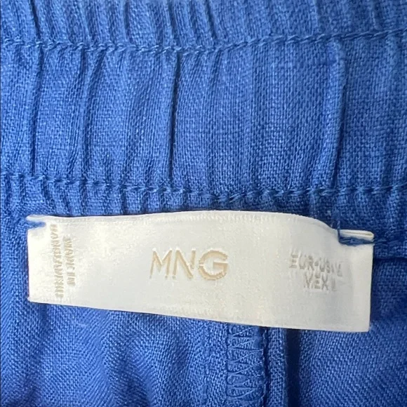 Linen Women's Blue Wide Leg Pants - Picture 2 of 3